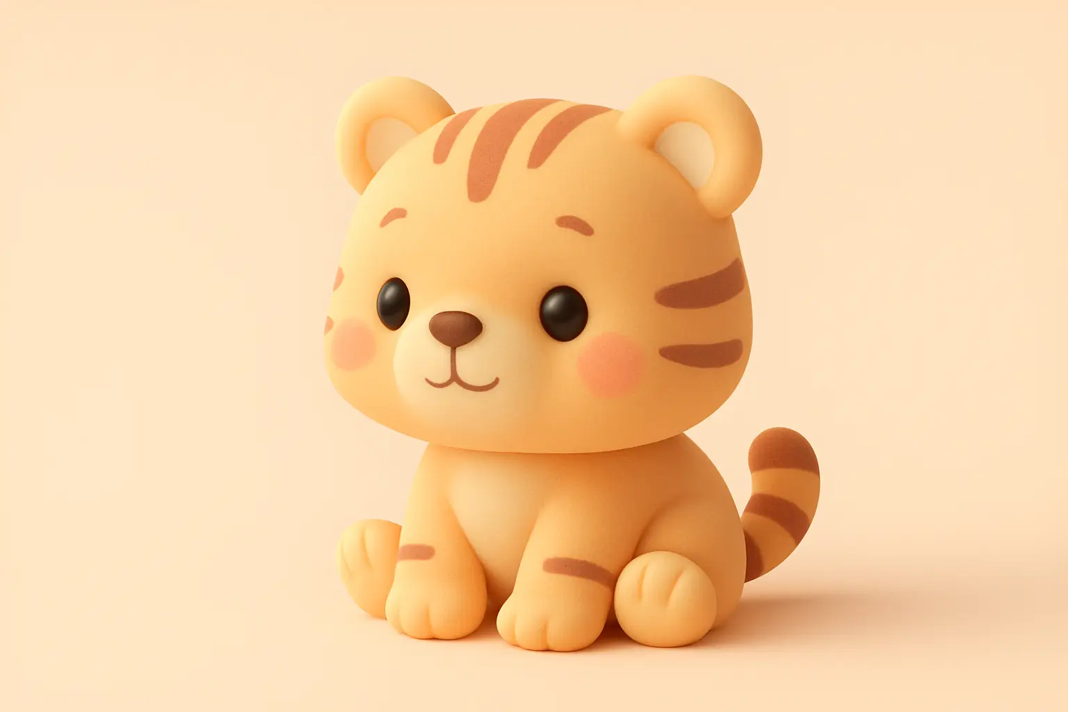 3D animal icon template with a baby tiger