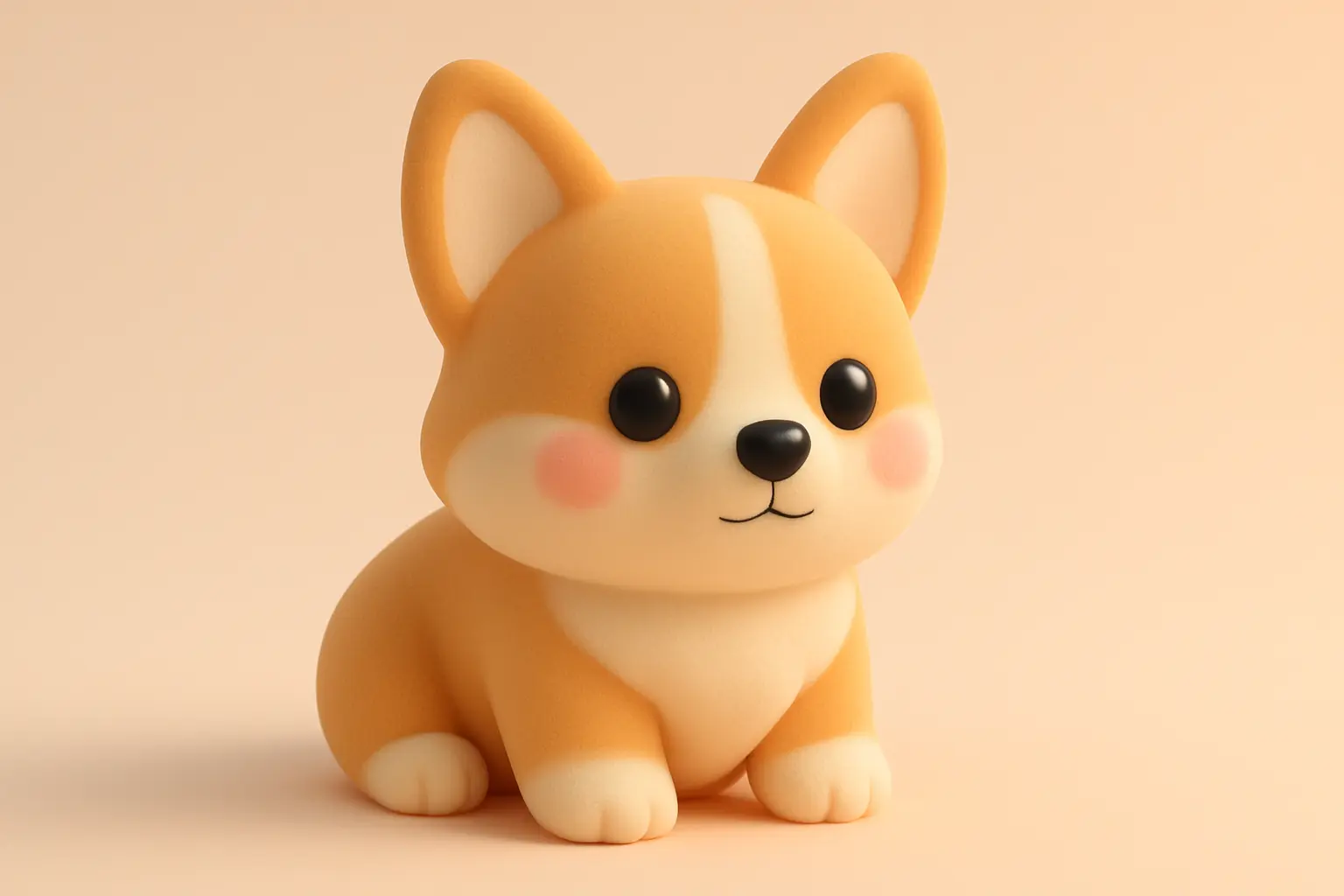 3D animal icon template of a corgi puppy