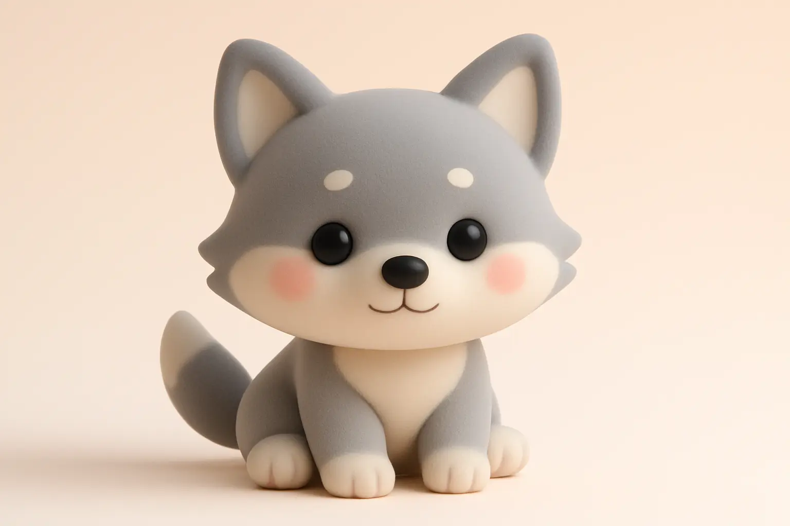 3D animal icon template of a baby wolf