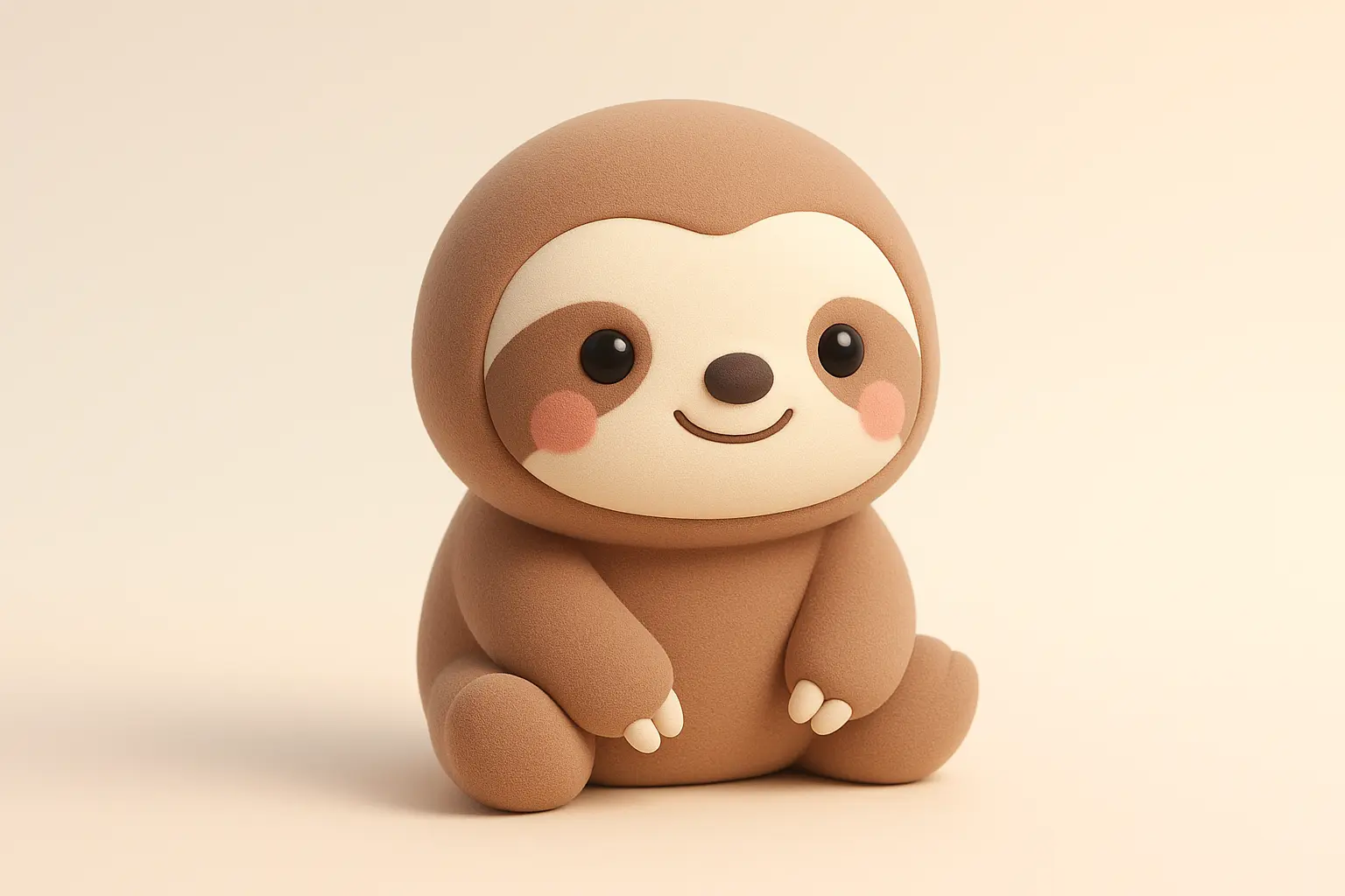 3D animal icon template showing a cartoon sloth