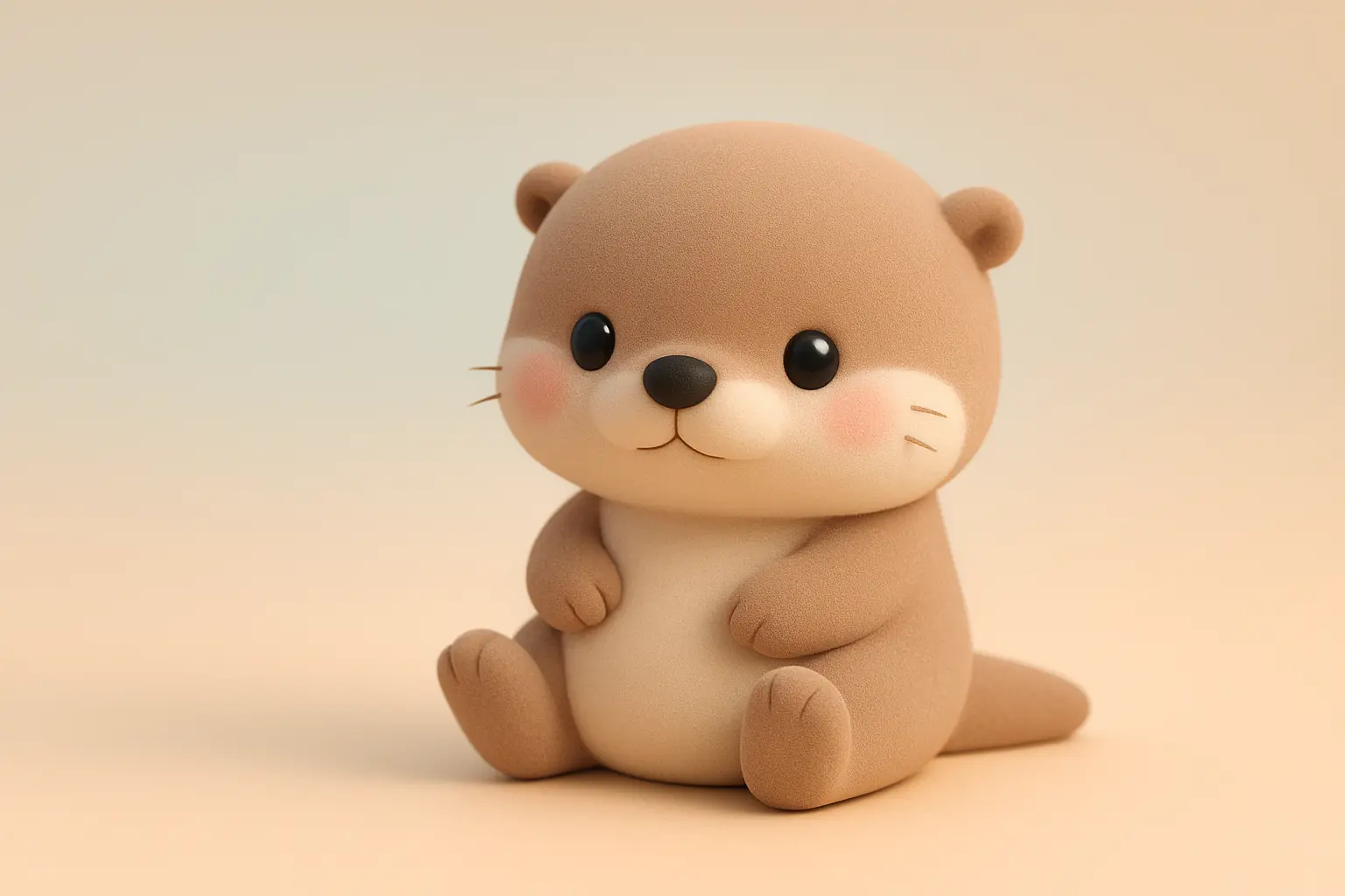 3D animal icon template with a cartoon otter