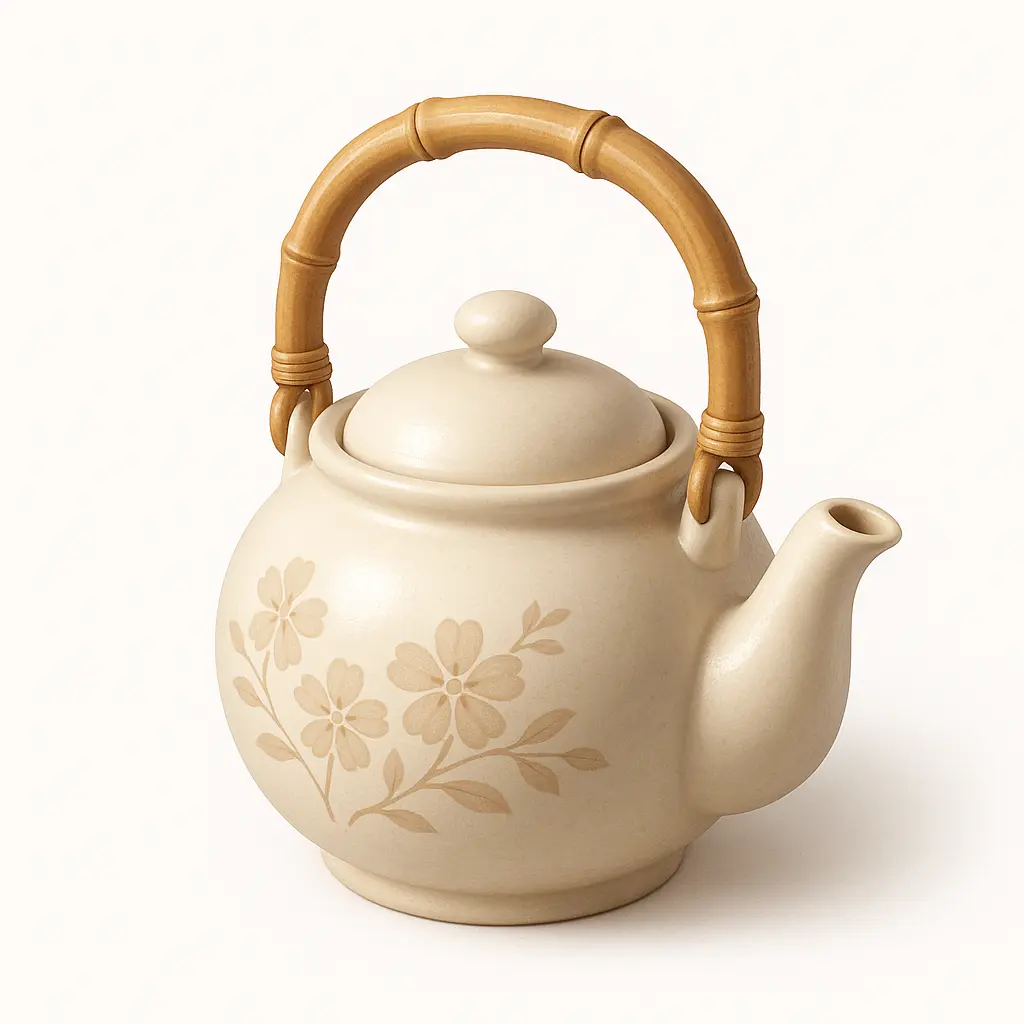 3D skeuomorphic icon template of a porcelain teapot
