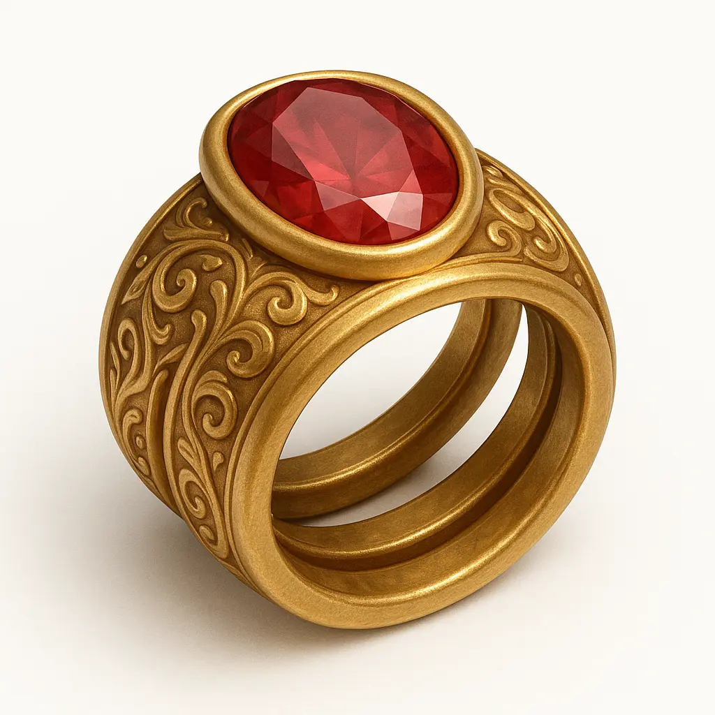 3D skeuomorphic icon template of a ruby gemstone ring