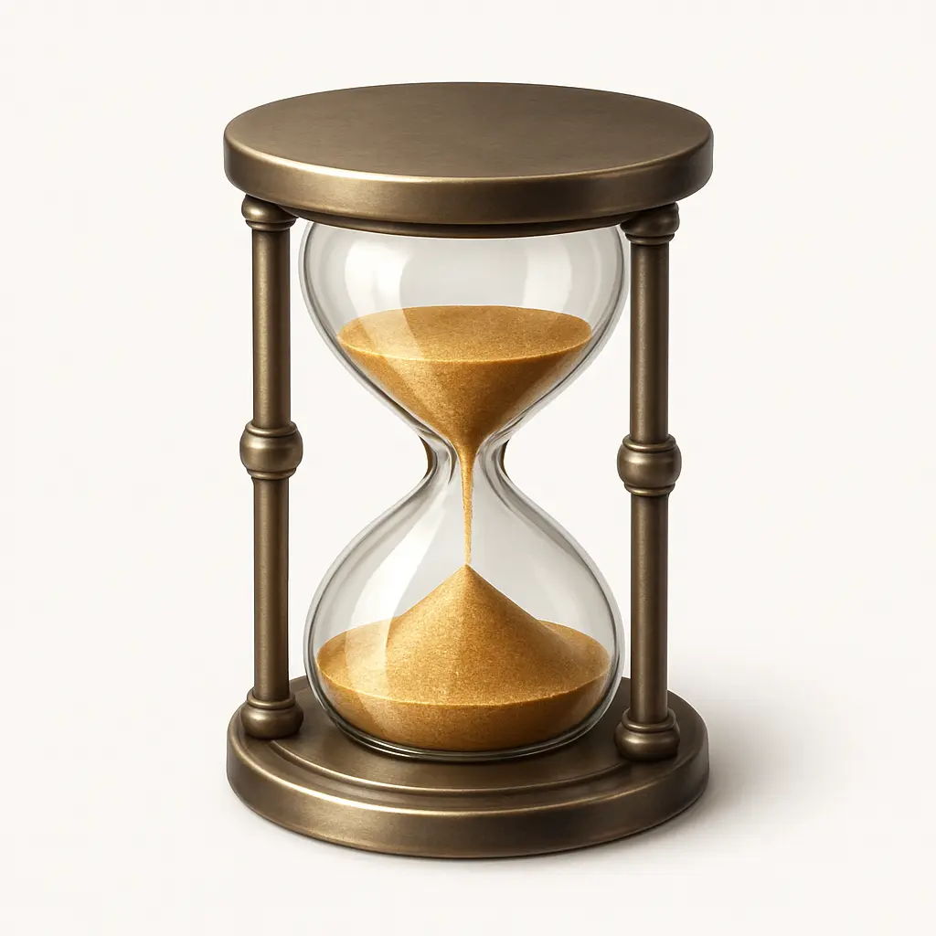 3D skeuomorphic icon template of a glass hourglass