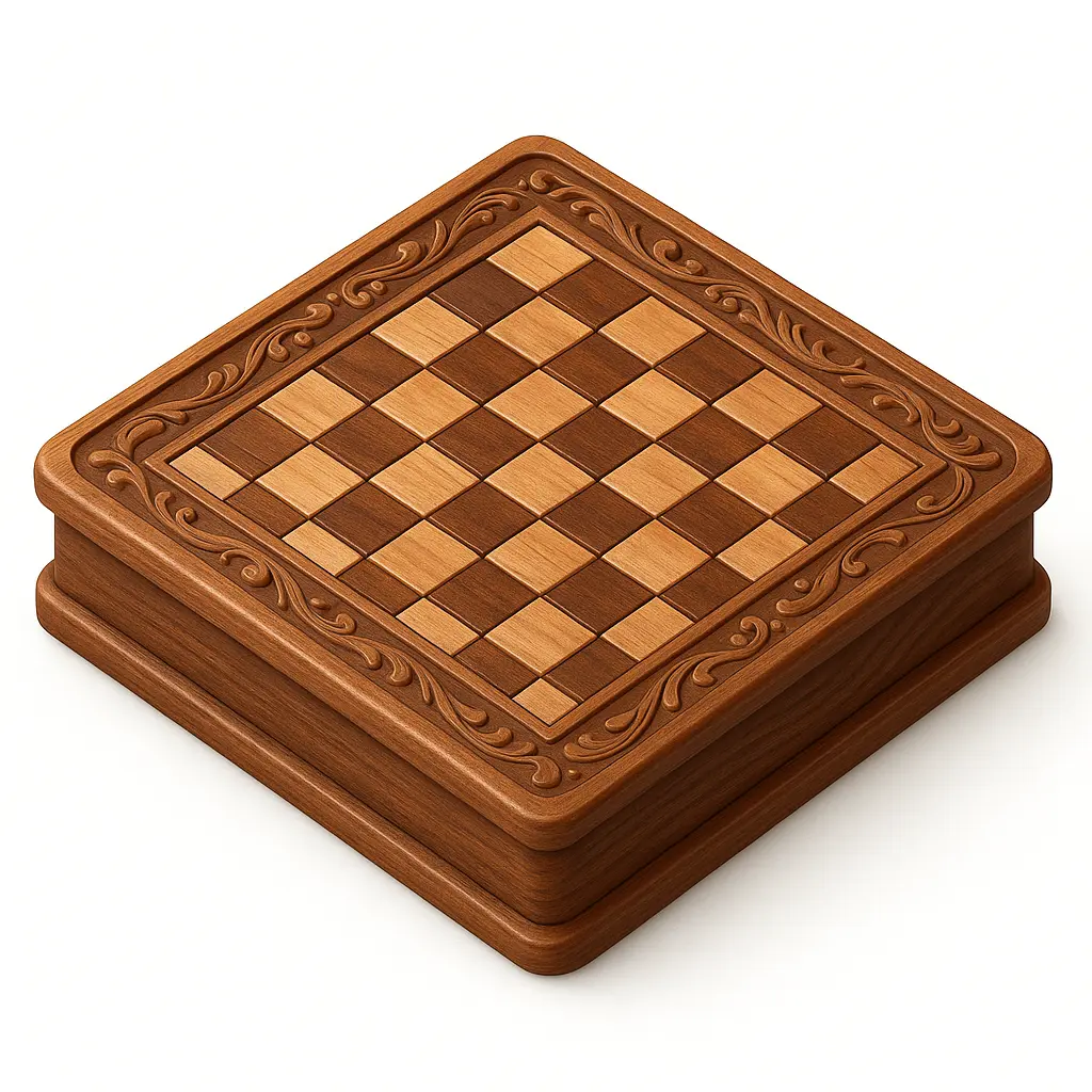 3D skeuomorphic icon template of a carved chess board
