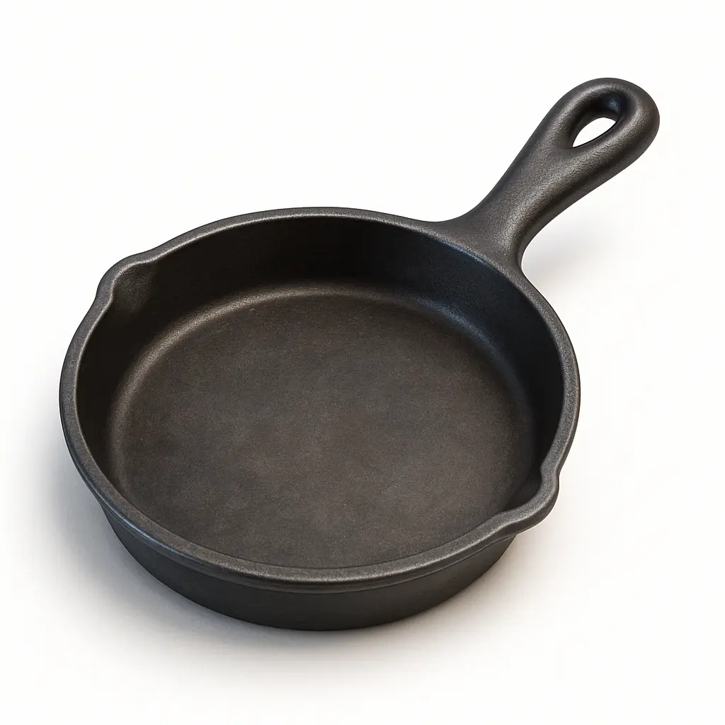 3D skeuomorphic icon template of a cast iron skillet