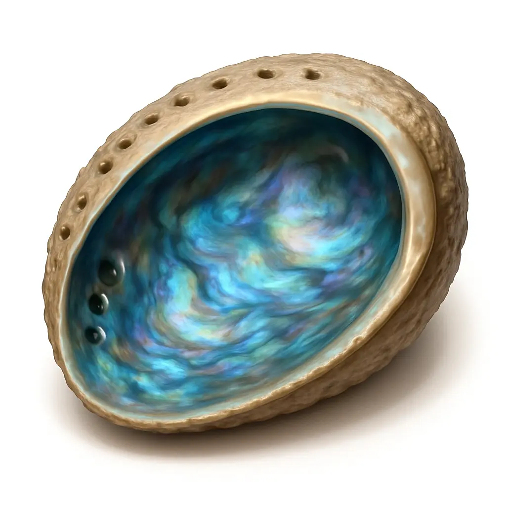 3D skeuomorphic icon template of an abalone shell