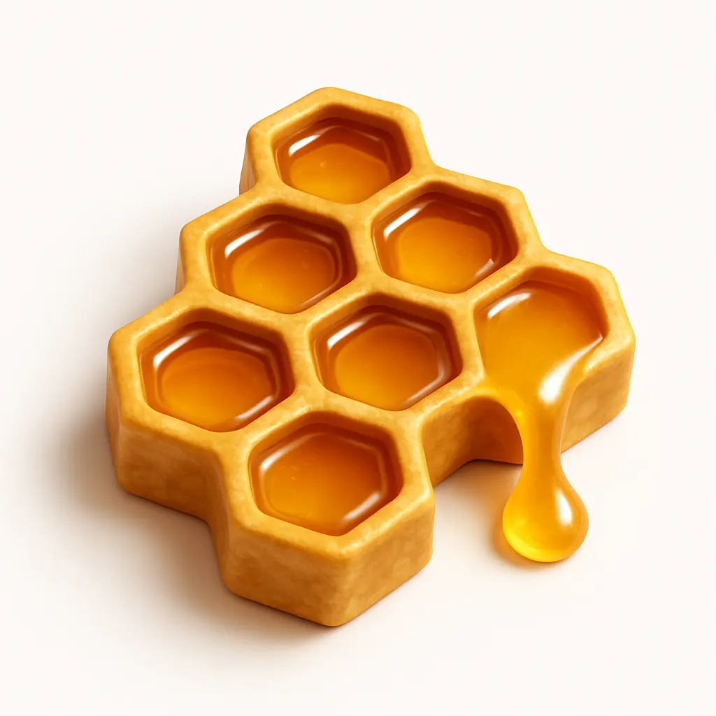 3D skeuomorphic icon template of a honeycomb cluster