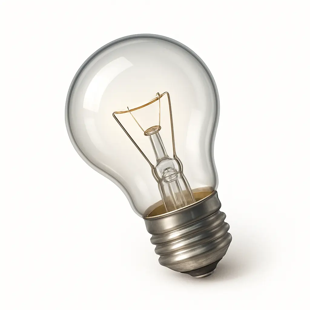3D skeuomorphic icon template of a classic glass lightbulb