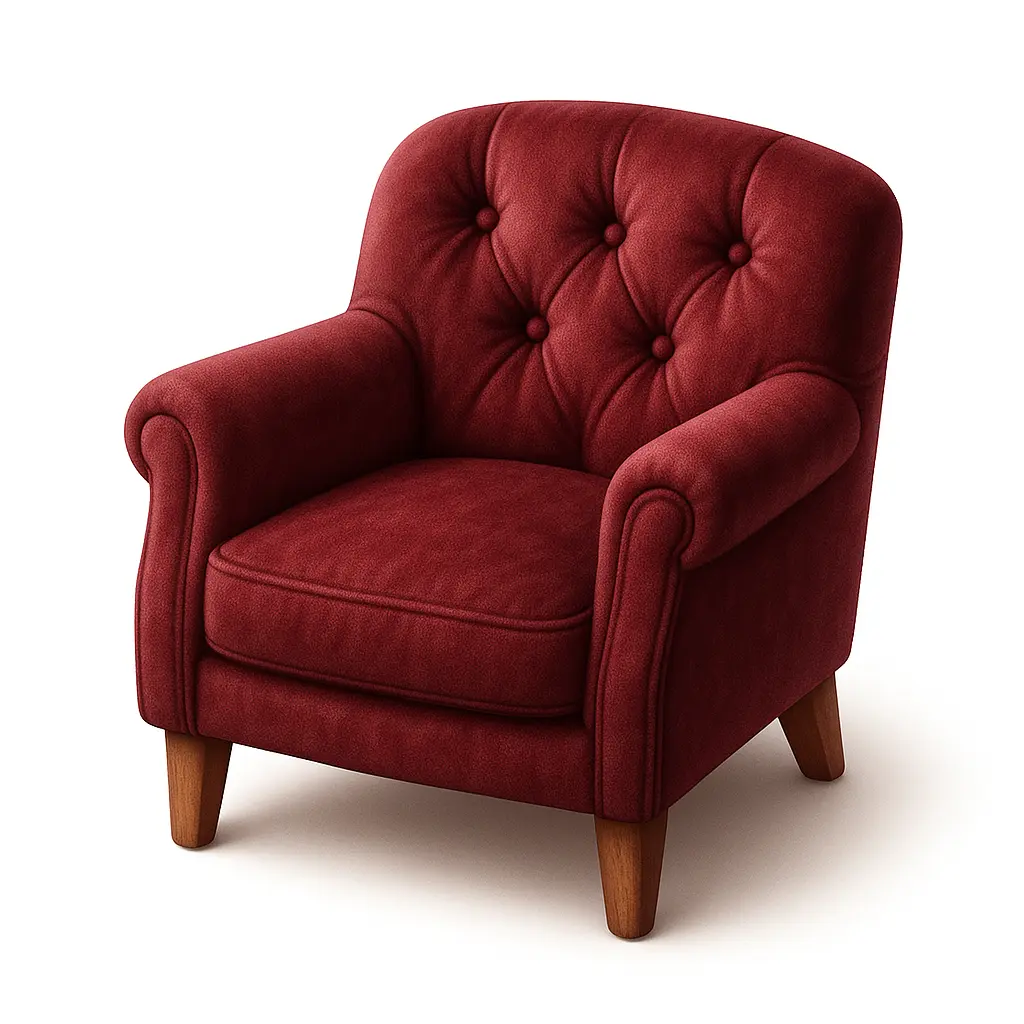 3D skeuomorphic icon template of a velvet armchair