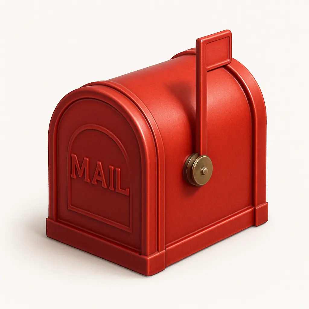 3D skeuomorphic icon template of a red mailbox