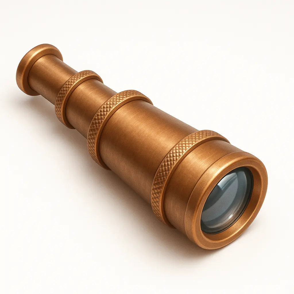 3D skeuomorphic icon template of a copper telescope