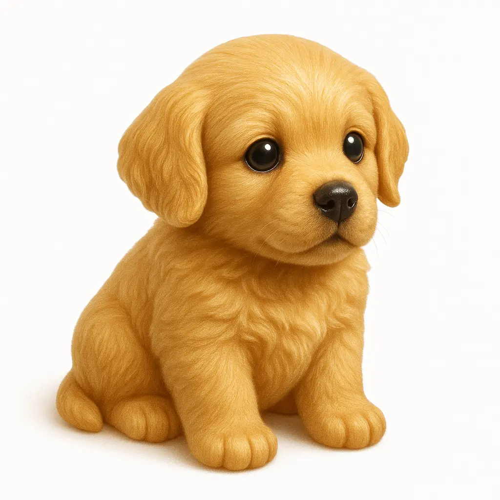 3D skeuomorphic icon template of a retriever puppy figurine