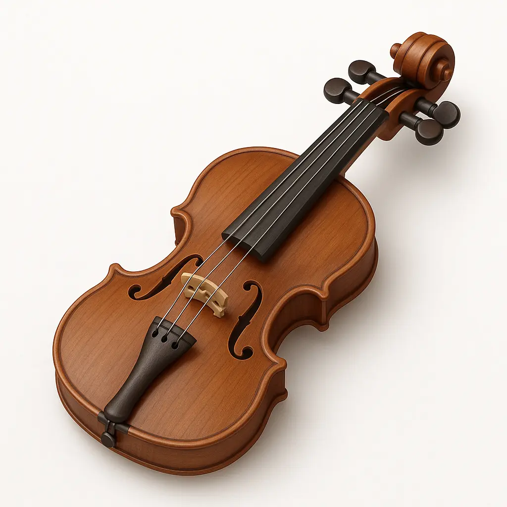 3D skeuomorphic icon template of a wooden violin