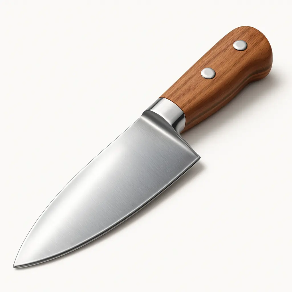 3D skeuomorphic icon template of a steel chef's knife