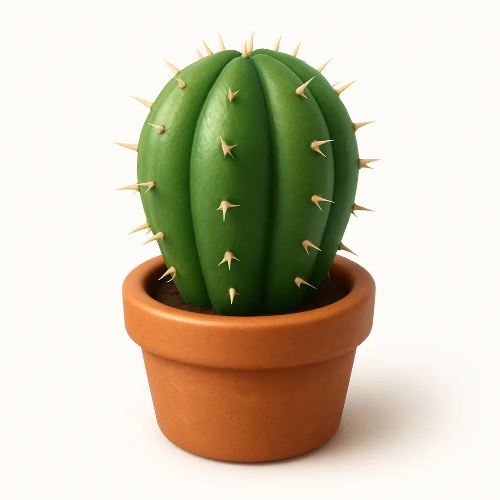 3D skeuomorphic icon template of a green cactus in a pot