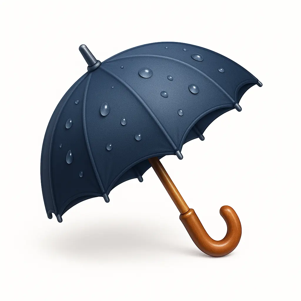 3D skeuomorphic icon template of a navy umbrella