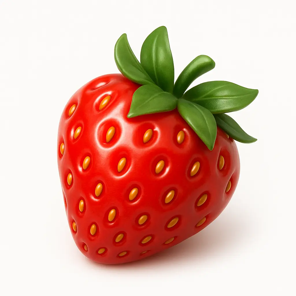 3D skeuomorphic icon template of a ripe strawberry