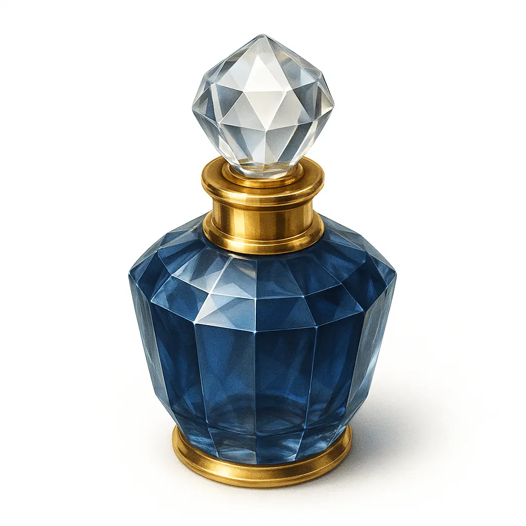 3D skeuomorphic icon template of a crystal perfume bottle