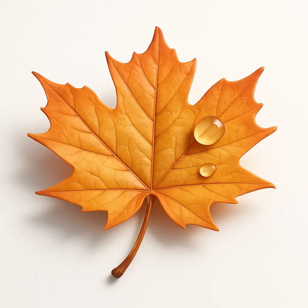 3D skeuomorphic icon template of a maple leaf