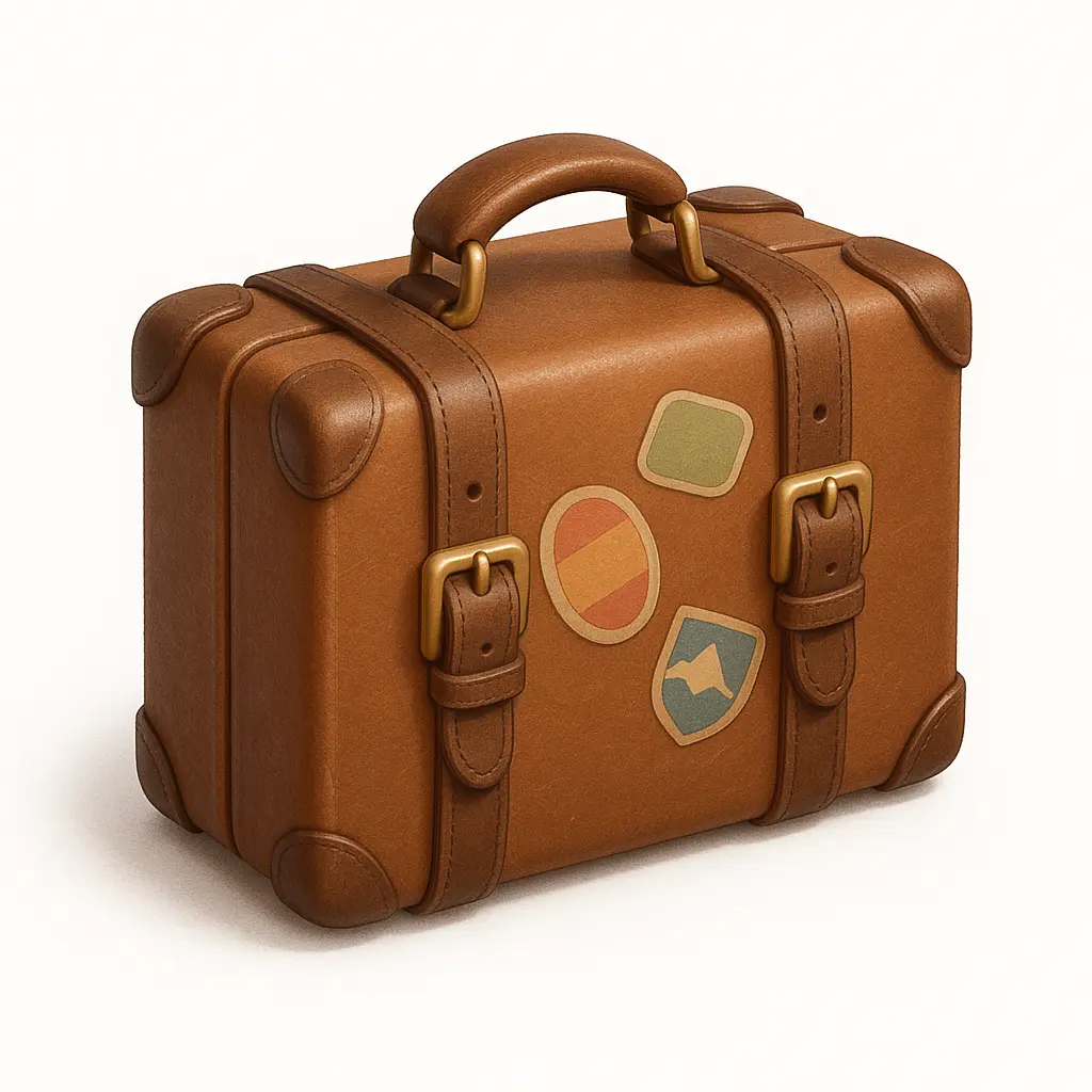 3D skeuomorphic icon template of a vintage suitcase