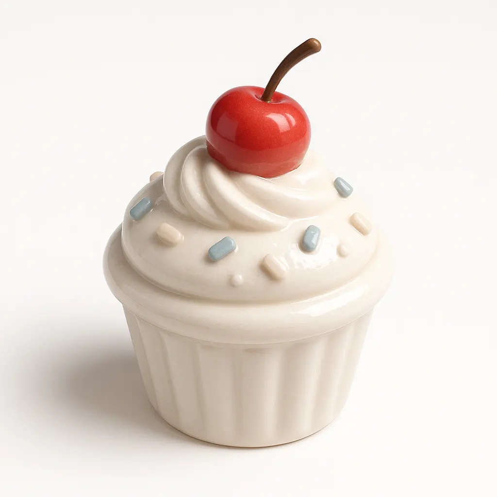 3D skeuomorphic icon template of a cupcake with frosting