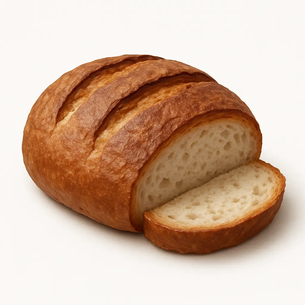 3D skeuomorphic icon template of a rustic loaf of bread
