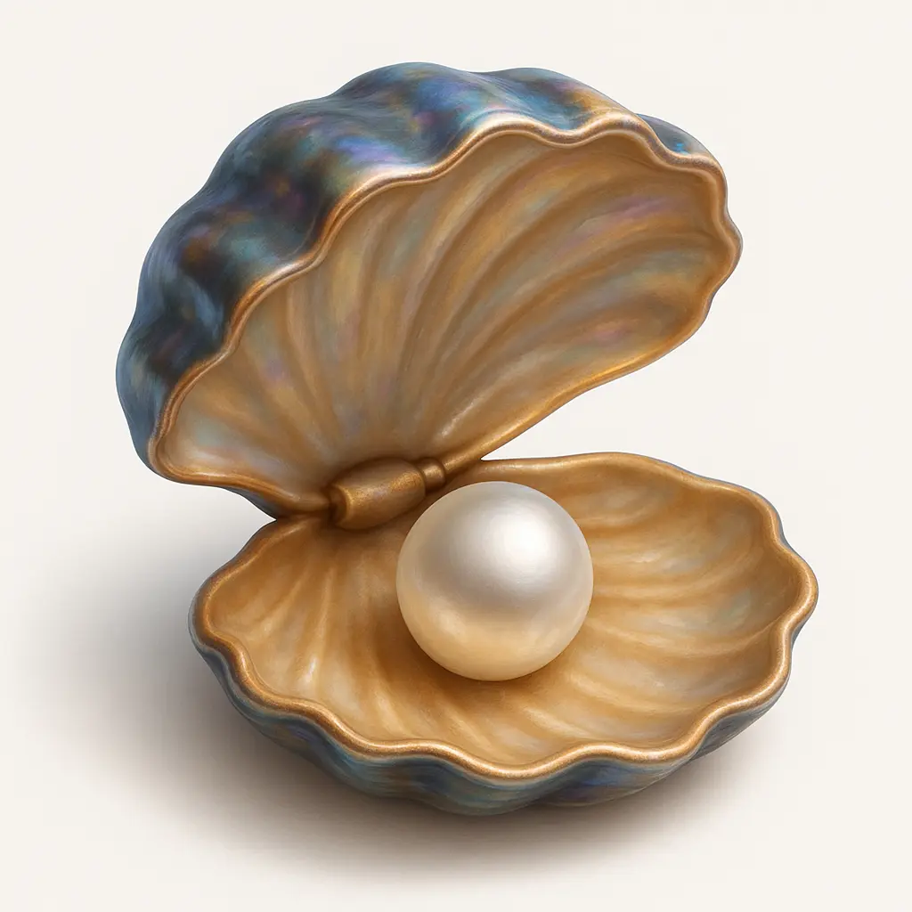 3D skeuomorphic icon template of a pearl oyster