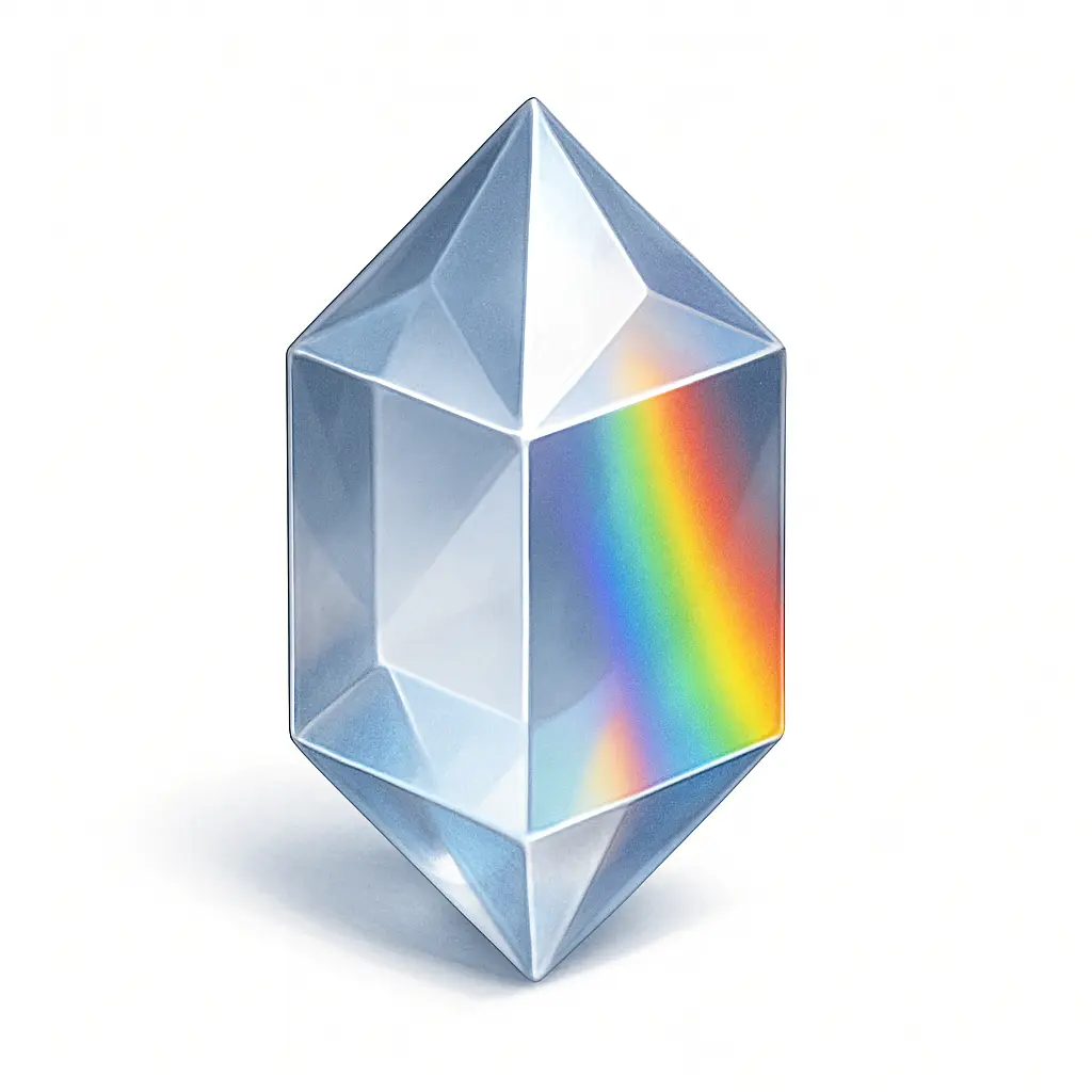 3D skeuomorphic icon template of a crystal prism