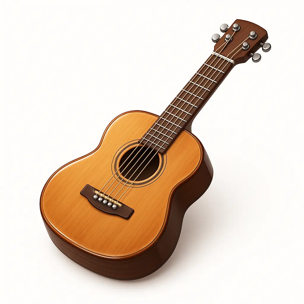 3D skeuomorphic icon template of a wooden guitar