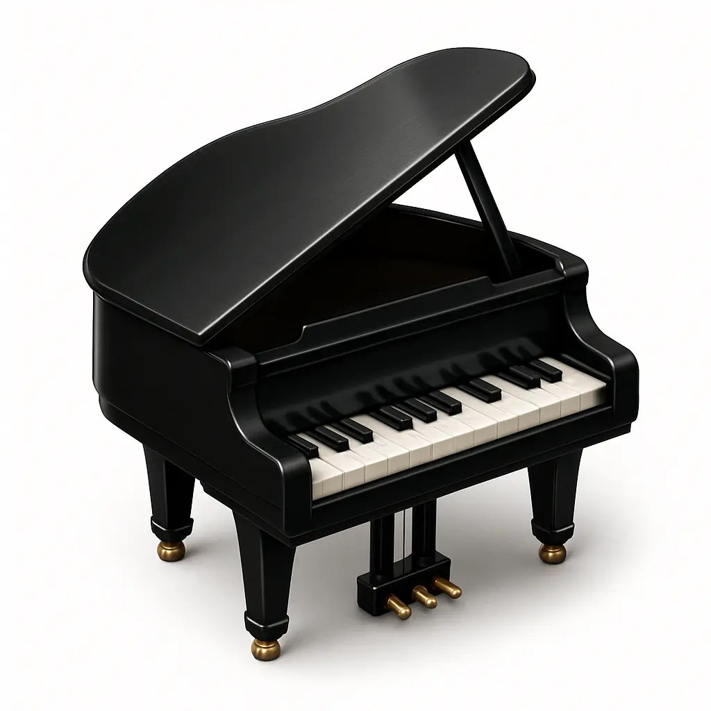 3D skeuomorphic icon template of a grand piano