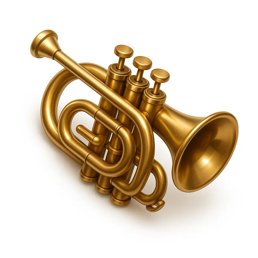 3D skeuomorphic icon template of a brass trumpet