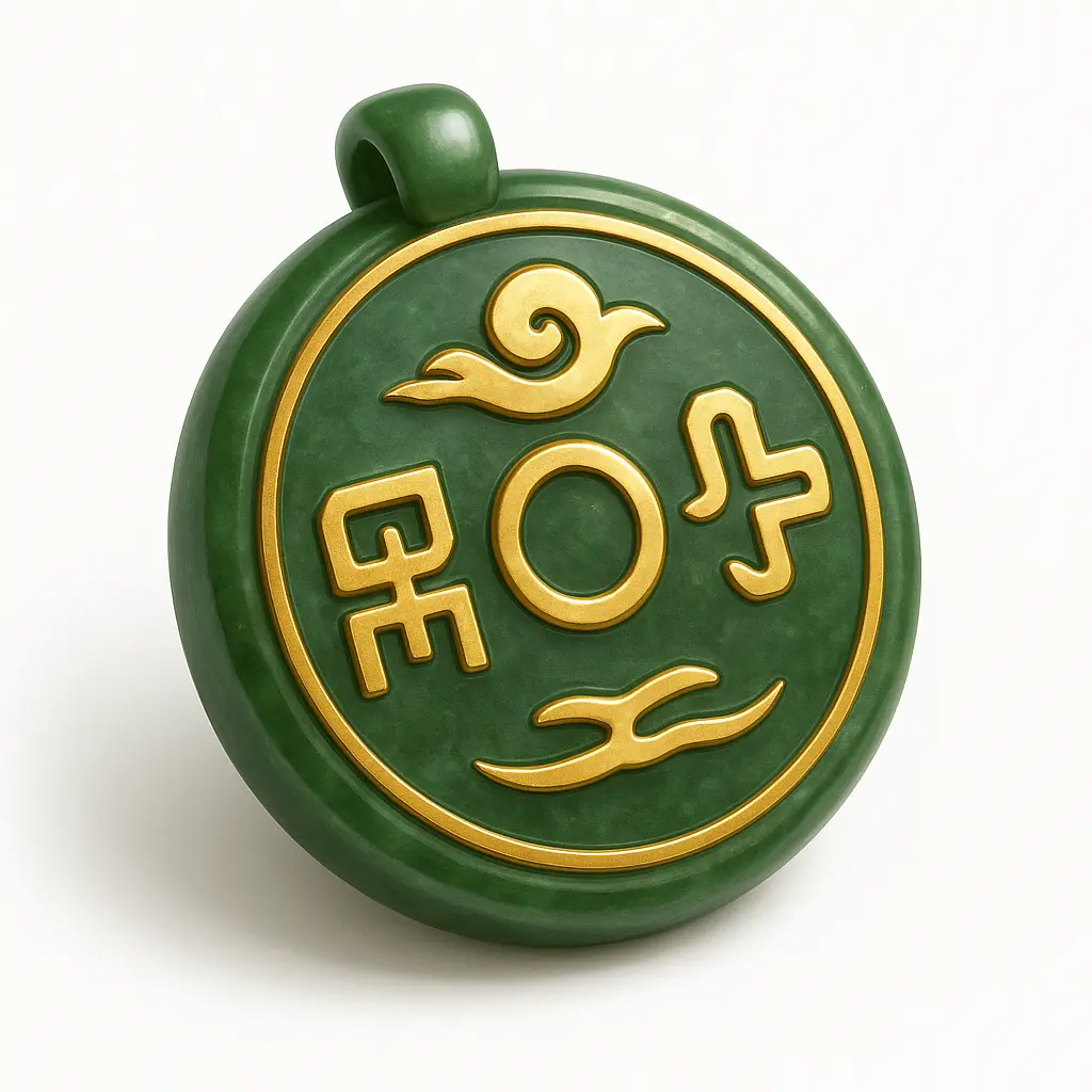 3D skeuomorphic icon template of a jade medallion