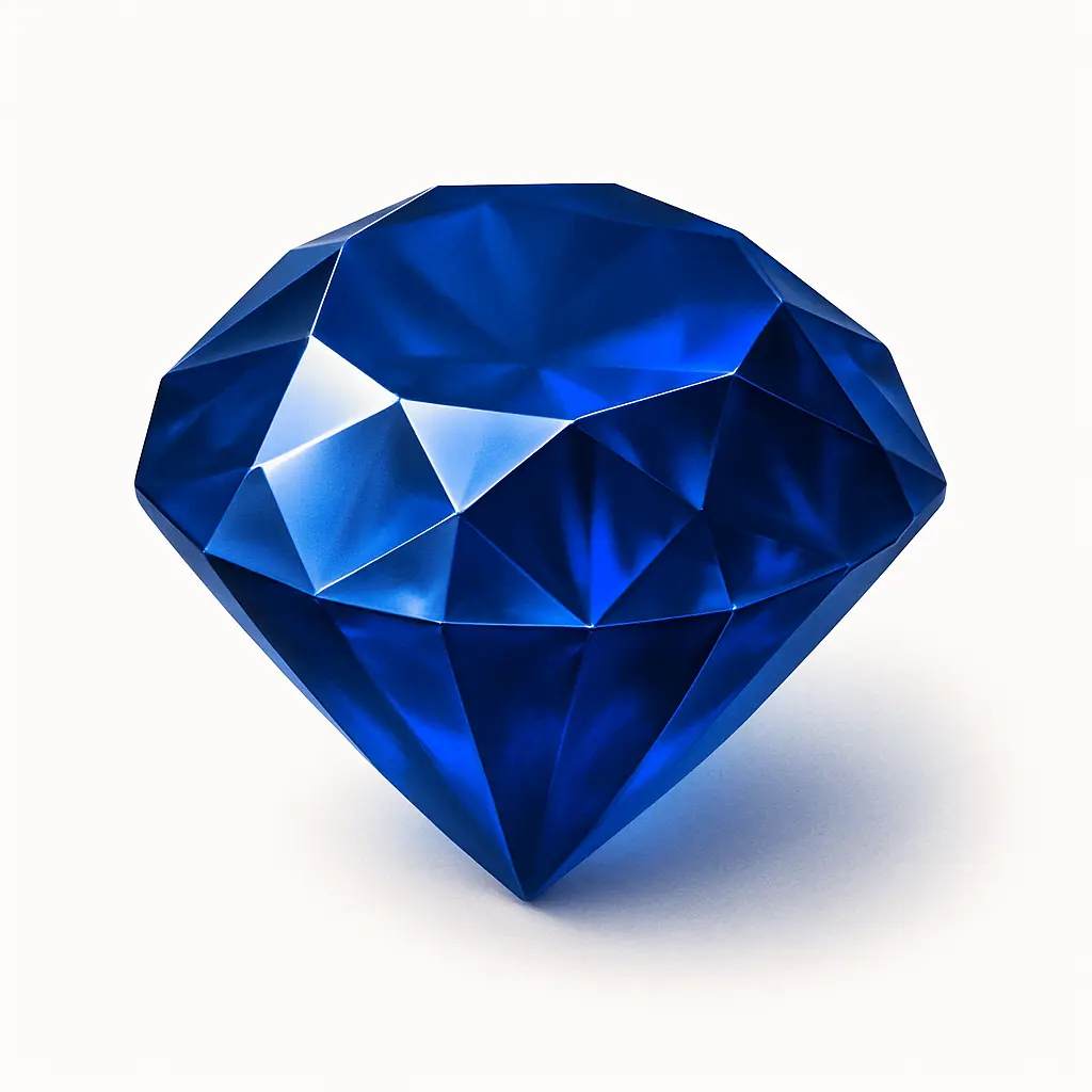 3D skeuomorphic icon template of a sapphire gemstone