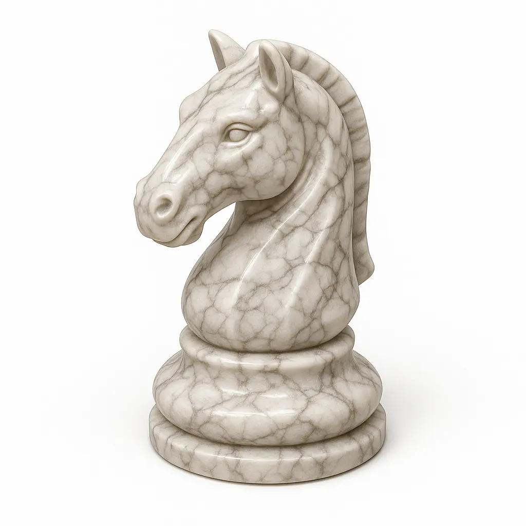 3D skeuomorphic icon template of a marble chess knight