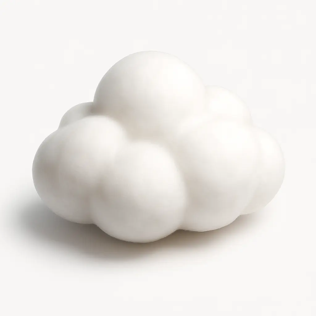 3D skeuomorphic icon template of a fluffy white cloud