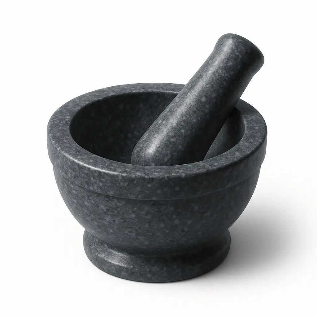 3D skeuomorphic icon template of a granite mortar and pestle