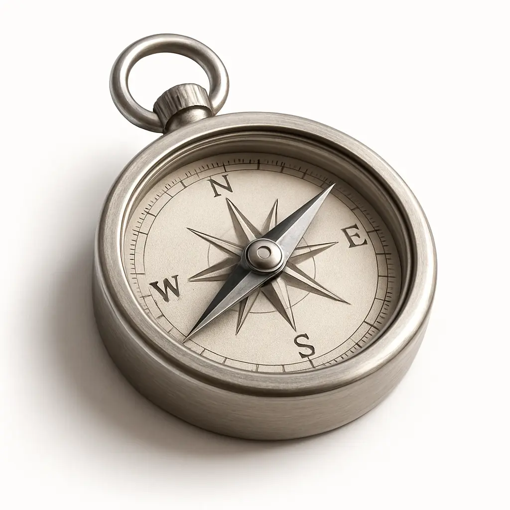 3D skeuomorphic icon template of a metallic compass