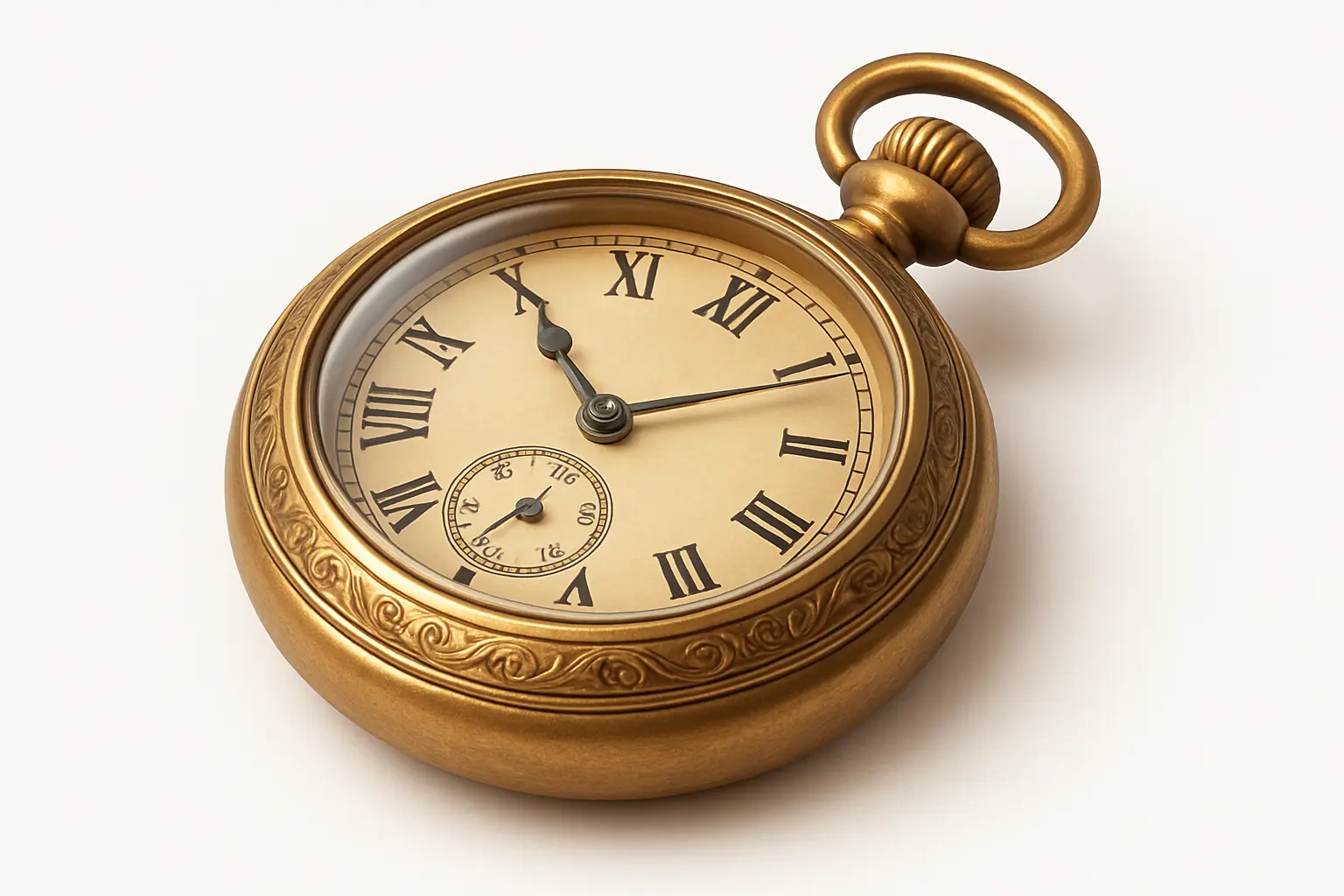 3D skeuomorphic icon template of a brass pocket watch