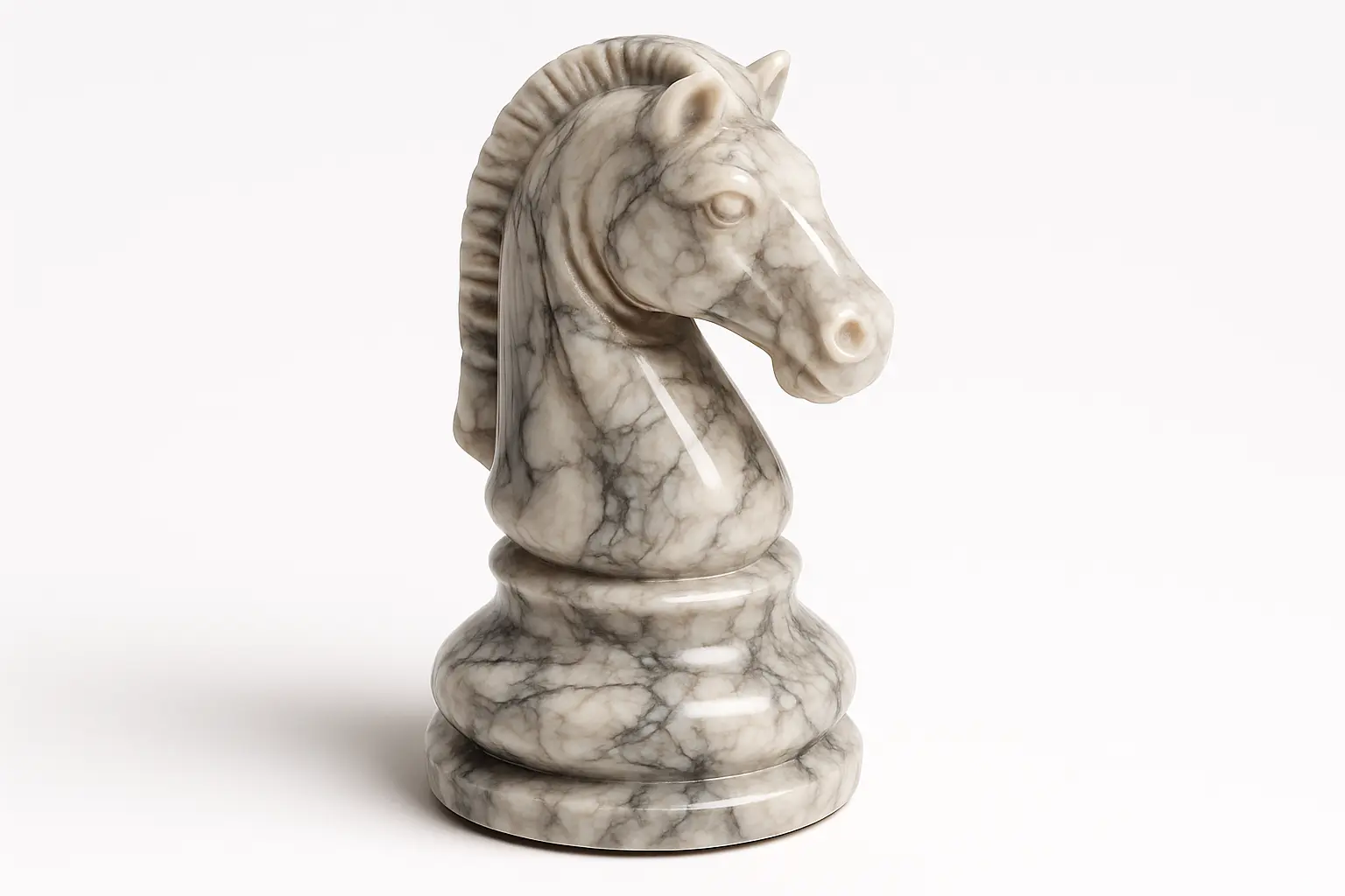 3D skeuomorphic icon template of a marble chess knight