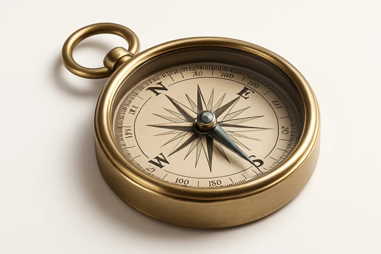 3D skeuomorphic icon template of a metallic compass