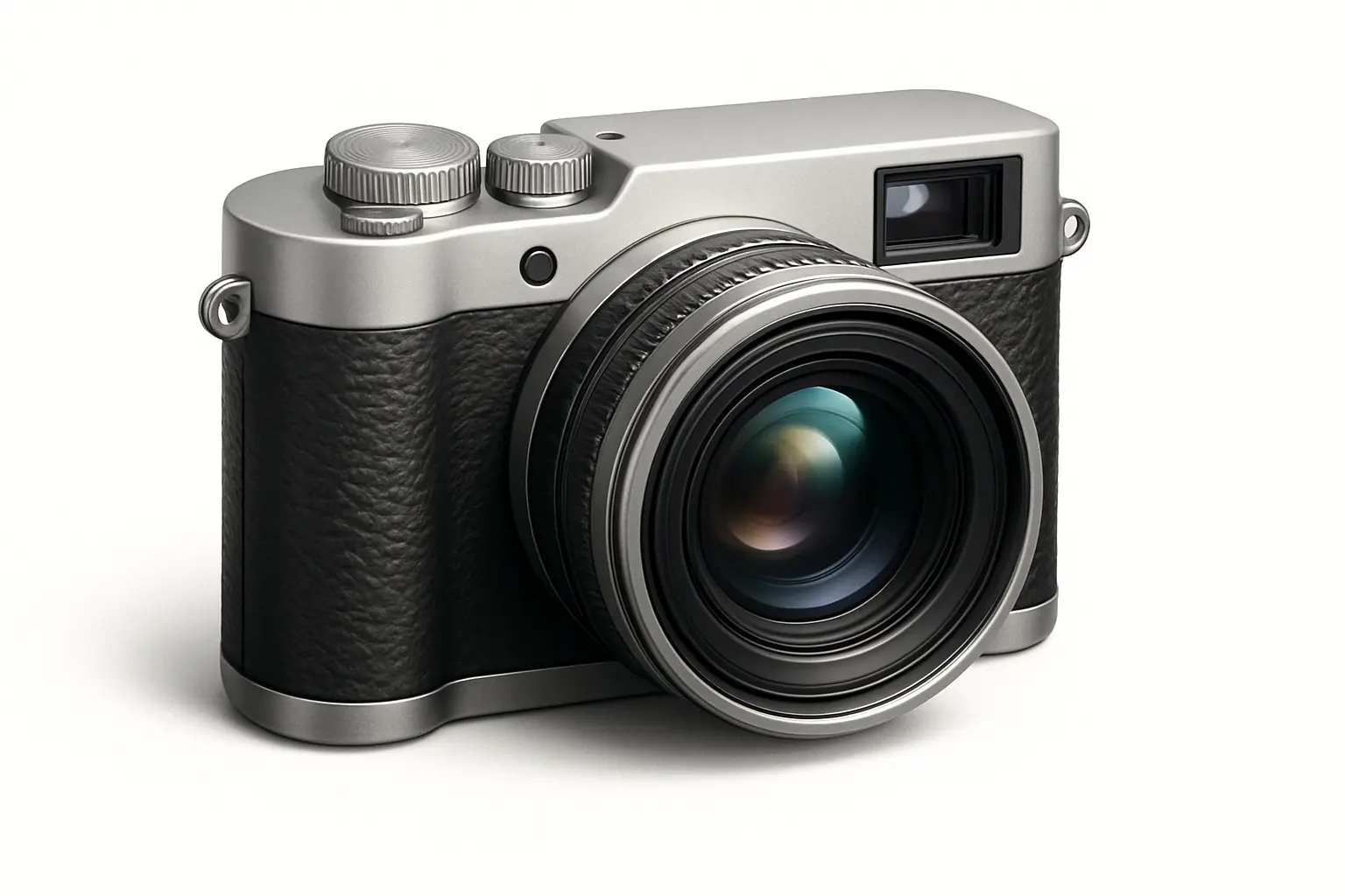 3D skeuomorphic icon template of a silver camera