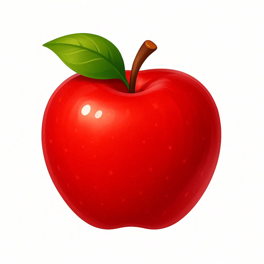 iOS app icon template of glossy red apple on white