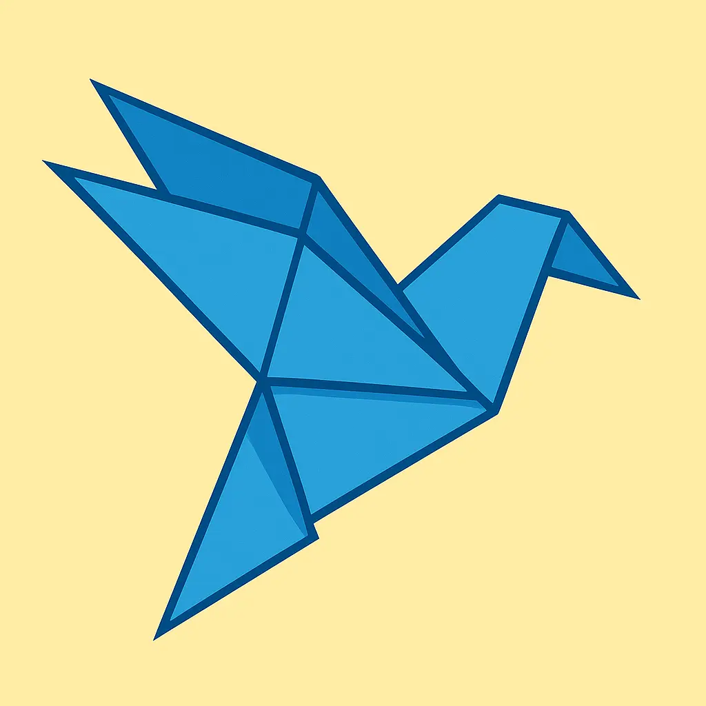 iOS app icon template with blue origami bird