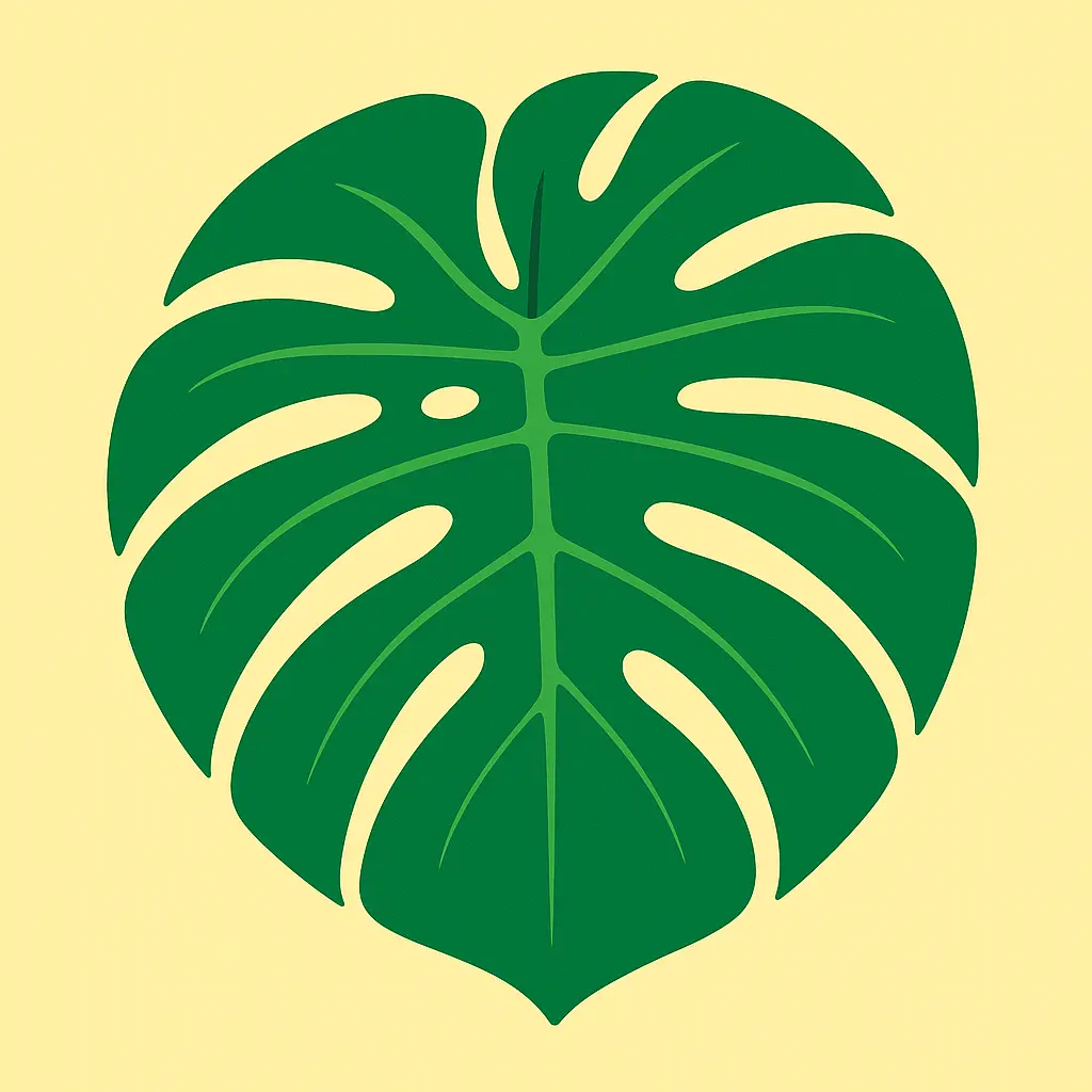 iOS app icon template with green monstera leaf