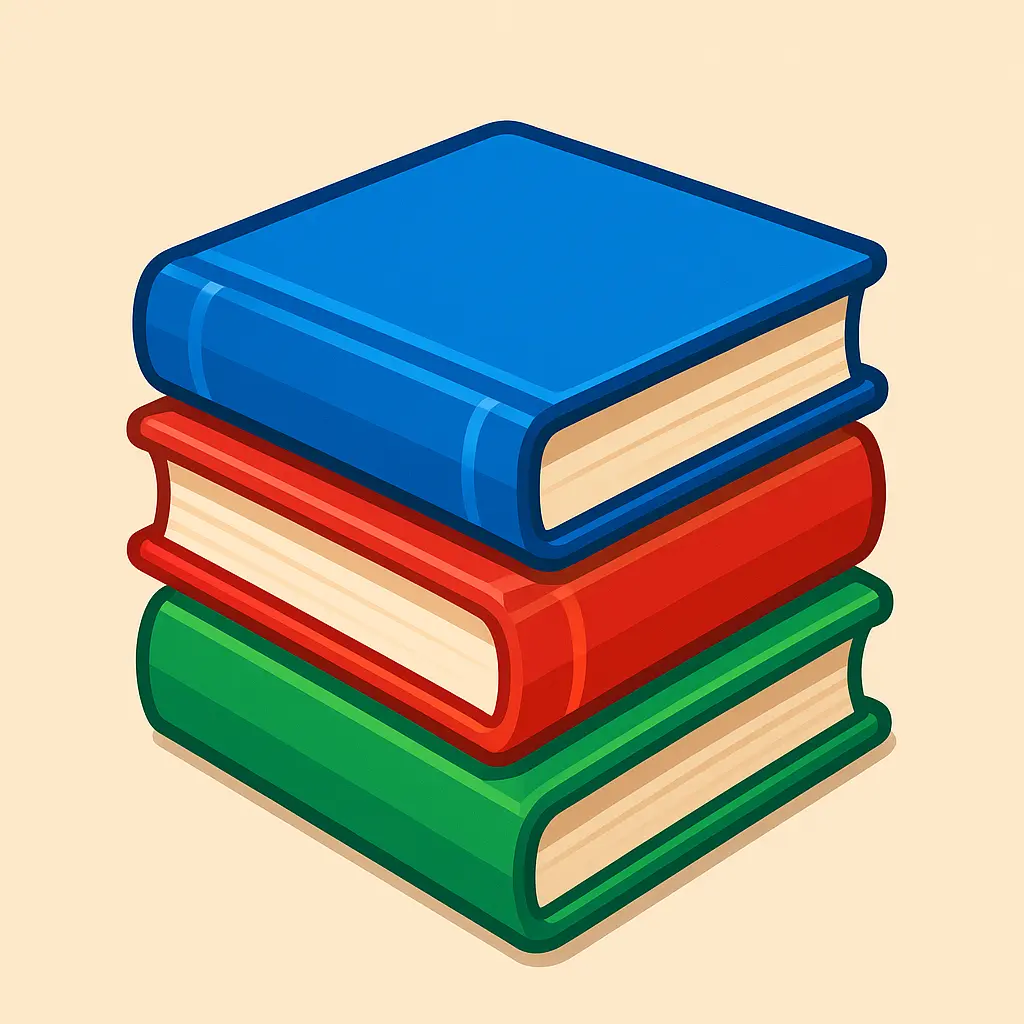 iOS app icon template with stacked colorful books