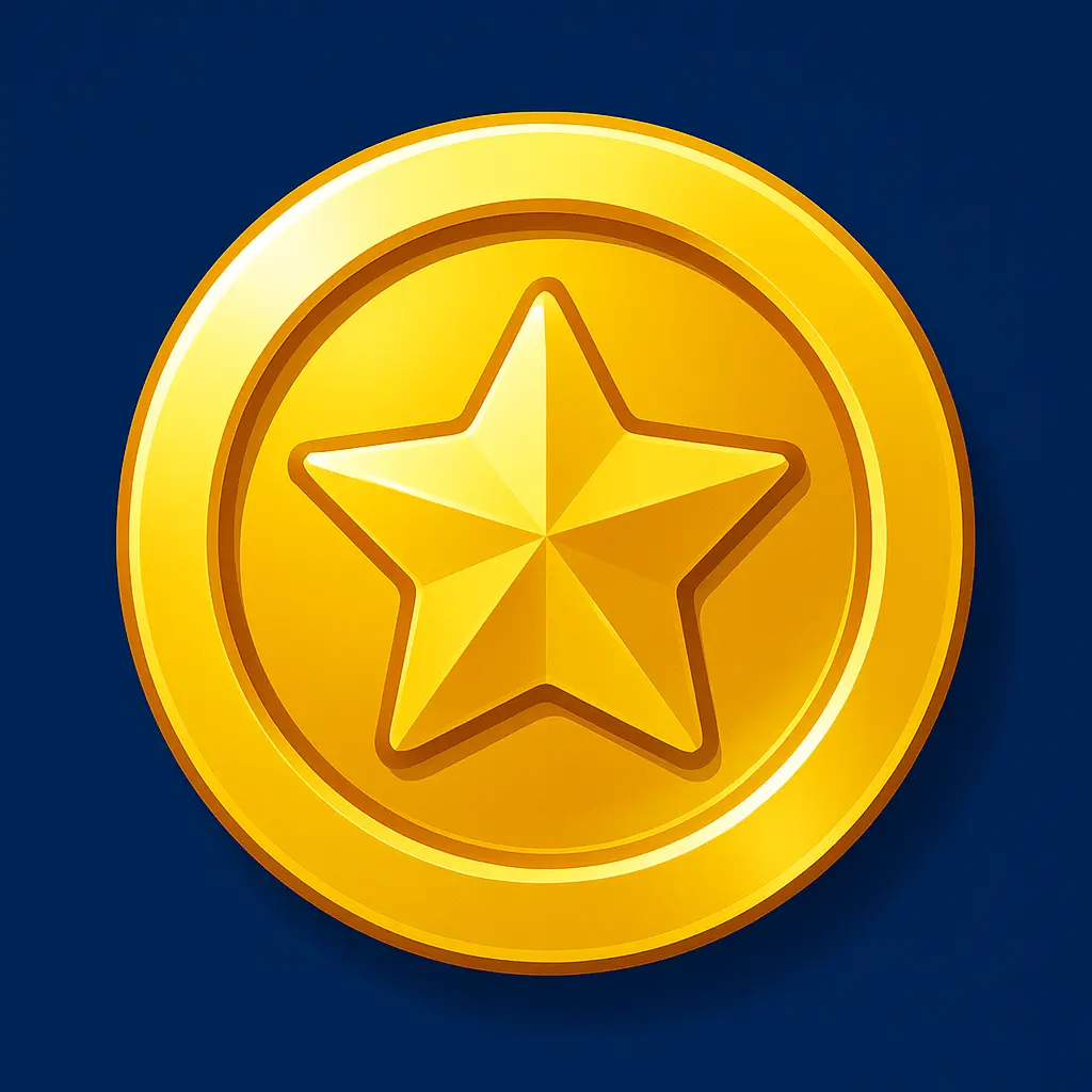 iOS app icon template with shiny gold coin