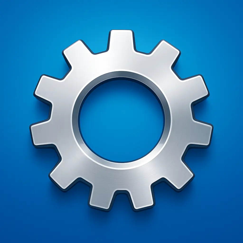 iOS app icon template with metallic silver gear