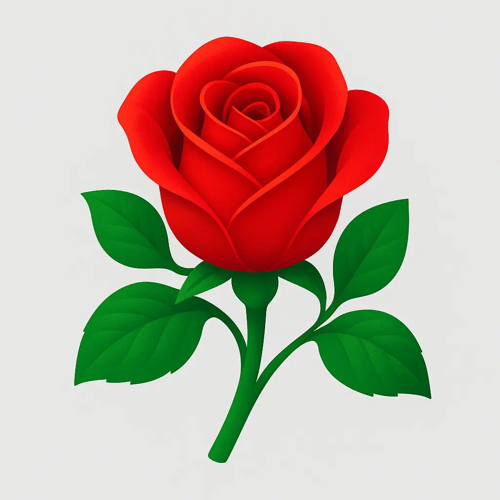 iOS app icon template with blooming red rose