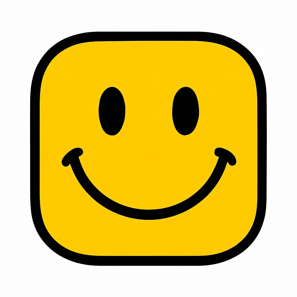 iOS app icon template with cheerful smiley face
